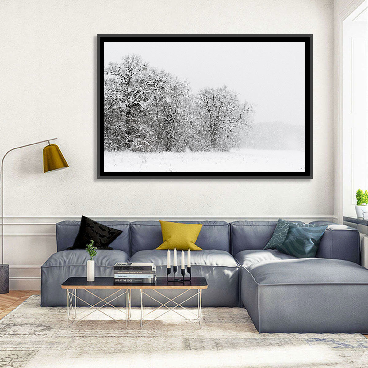 Snow-covered Trees in Fog Wall Art in a room, landscape
