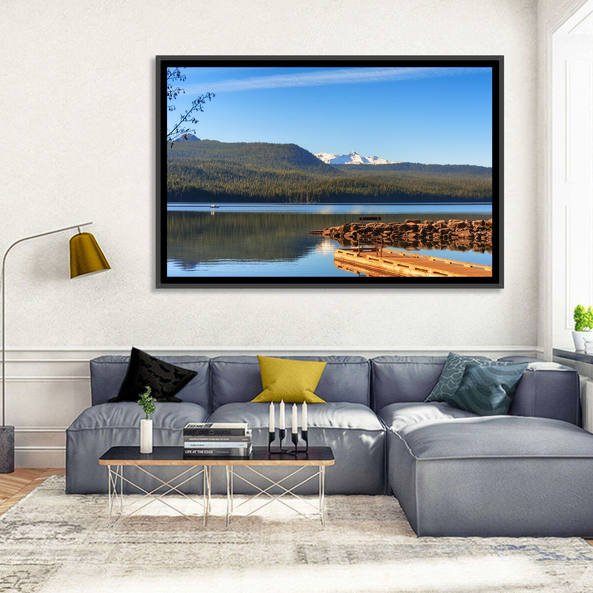 Odell Lake Pier Wall Art in a room, landscape