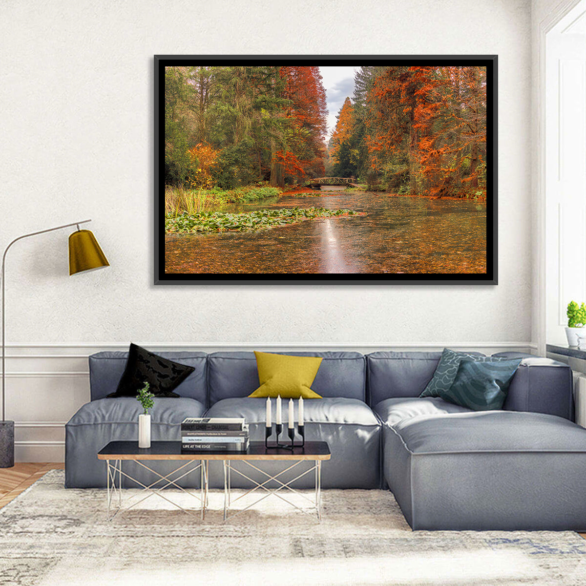 Simeria Arboretum Autumn Lake Wall Art in a room, landscape