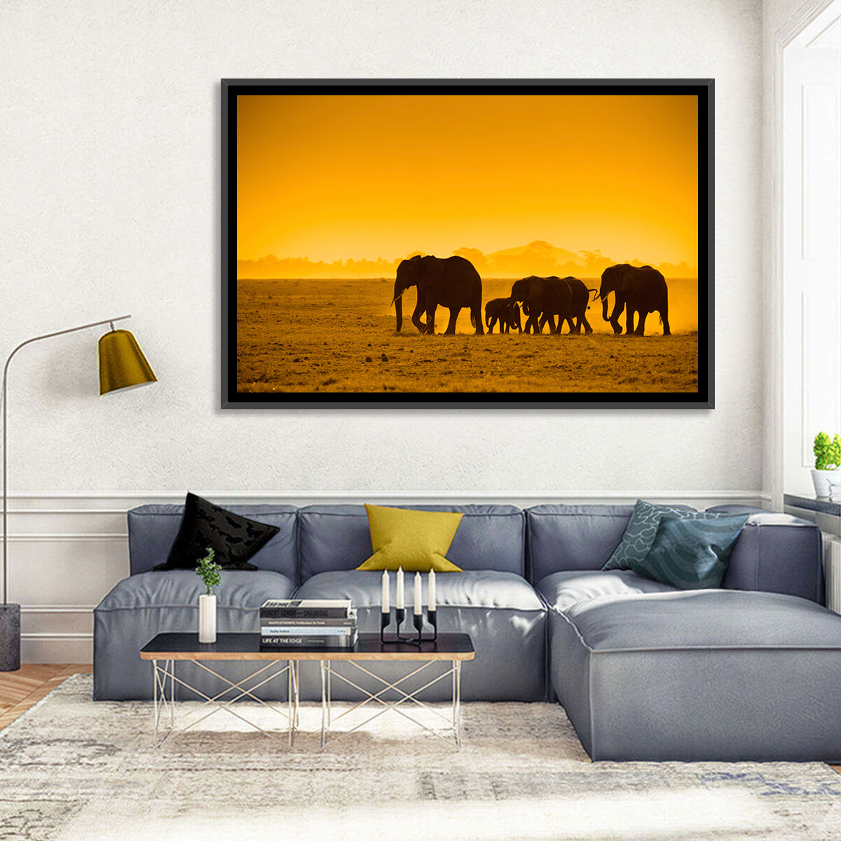 Elephant Family Silhouette Wall Art