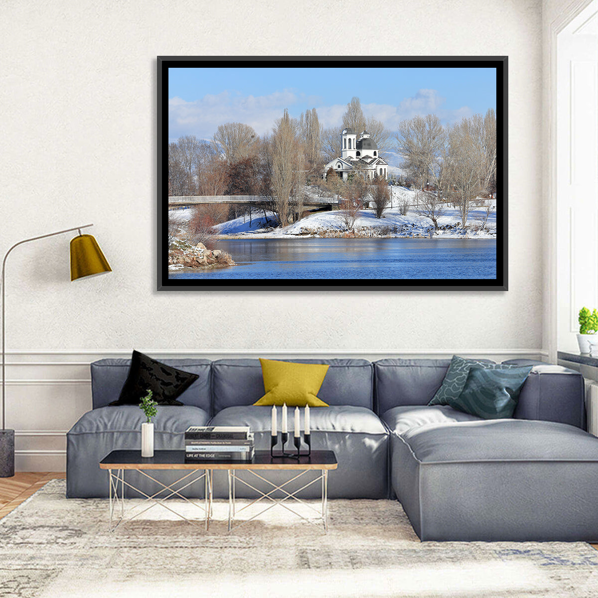 St Naum Ohridski Church by Lake Wall Art in a room, landscape