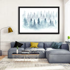 Misty Pine Forest Watercolor Wall Art