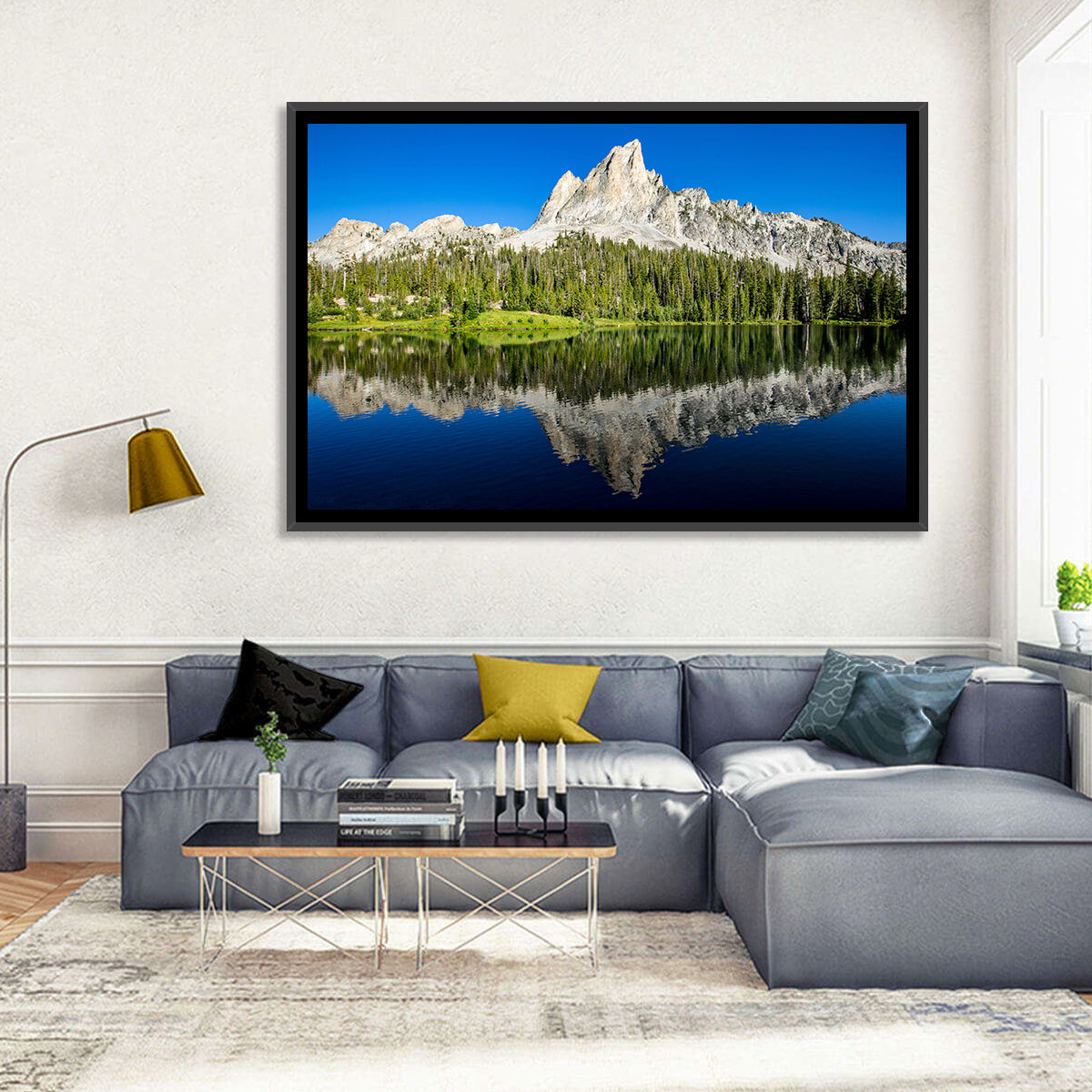 Sawtooth Peaks at Alice Lake Wall Art in a room, landscape