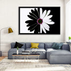Black and White Daisy with Purple Ring Wall Art