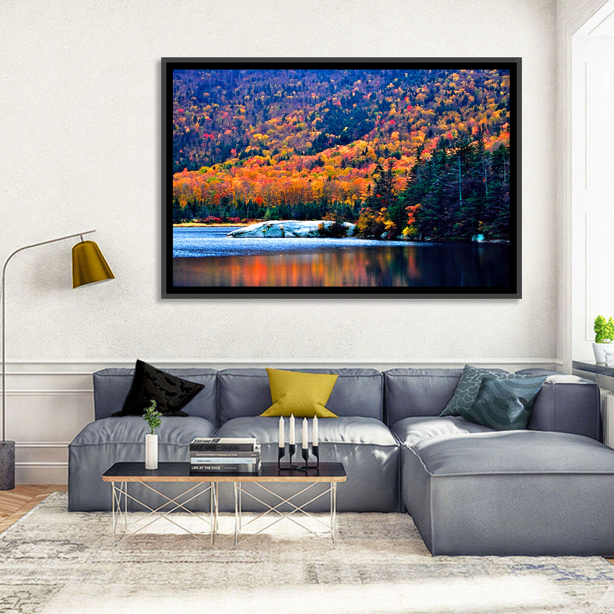 New Hampshire Fall Foliage Wall Art in a room, landscape