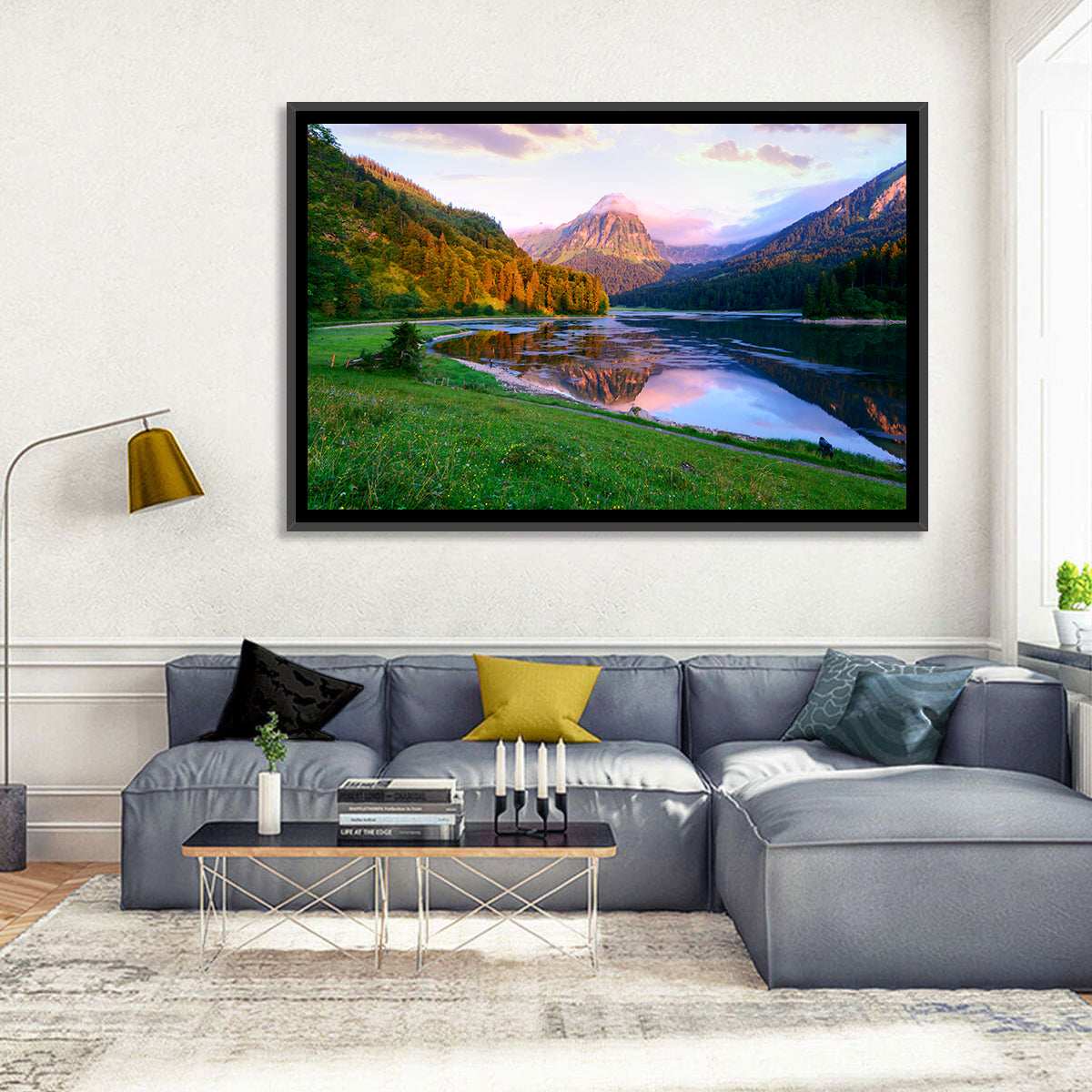 Obersee Reflection, Switzerland Wall Art in a room, landscape