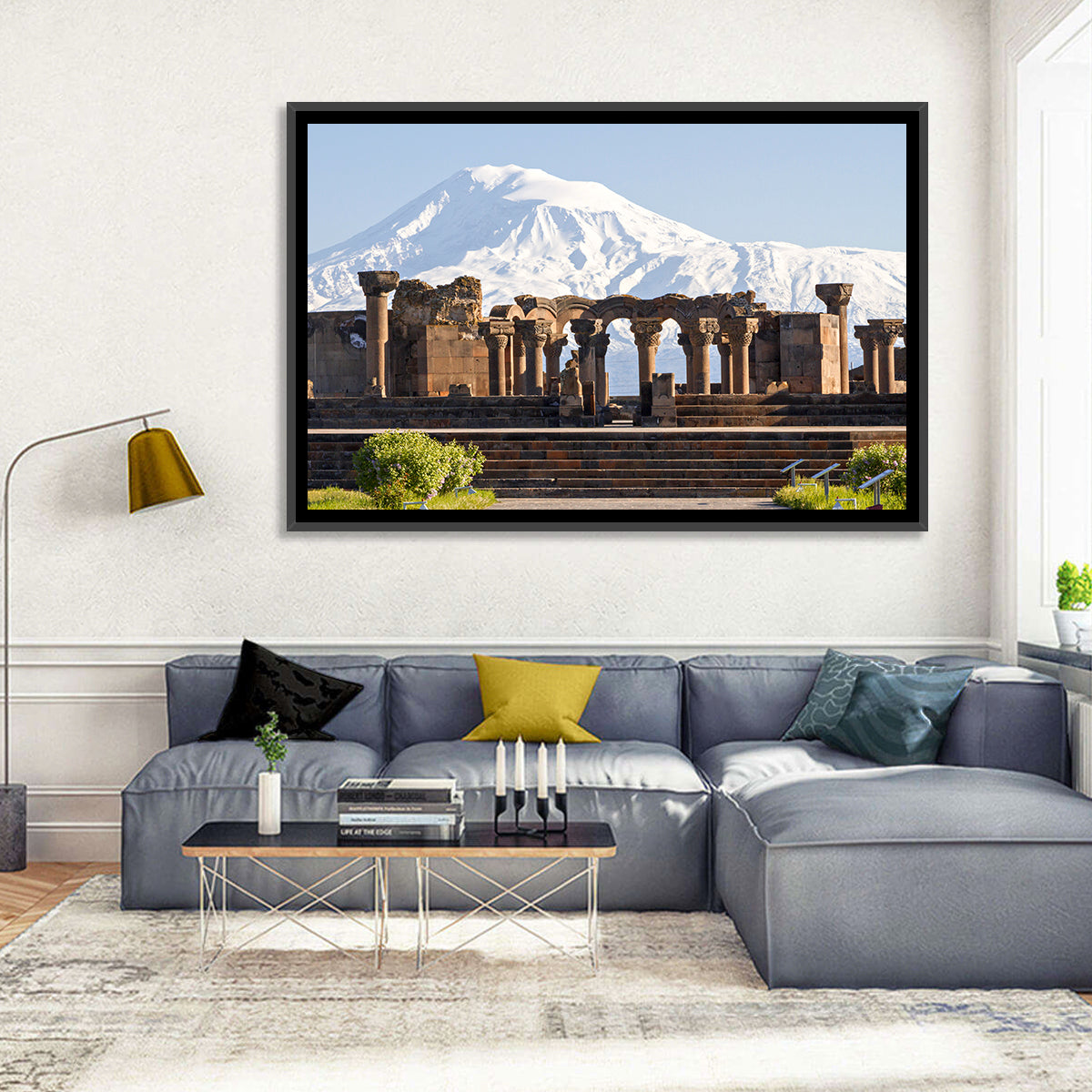 Zvartnots Cathedral and Mount Ararat Wall Art in a room, landscape