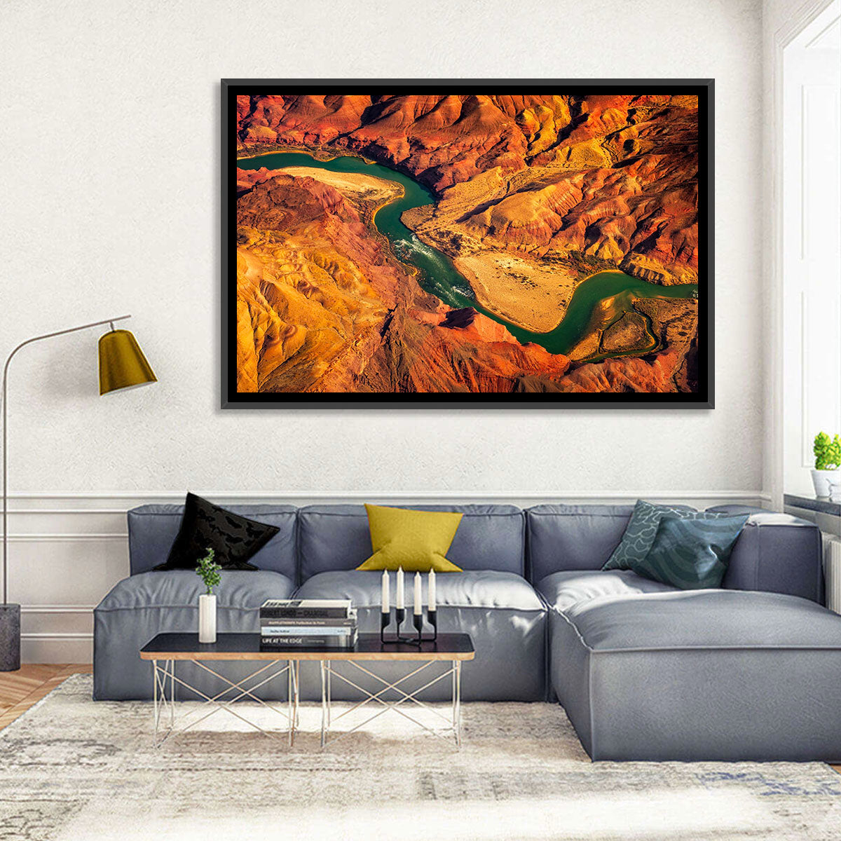 Aerial Colorado River Canyon Wall Art in a room, landscape