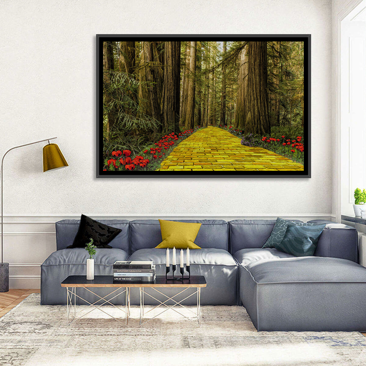 Yellow Brick Path Through Redwoods Wall Art