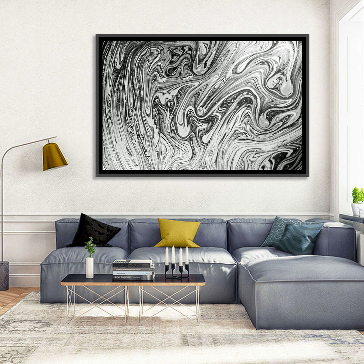 Ink Swirl Monochrome Abstract Wall Art