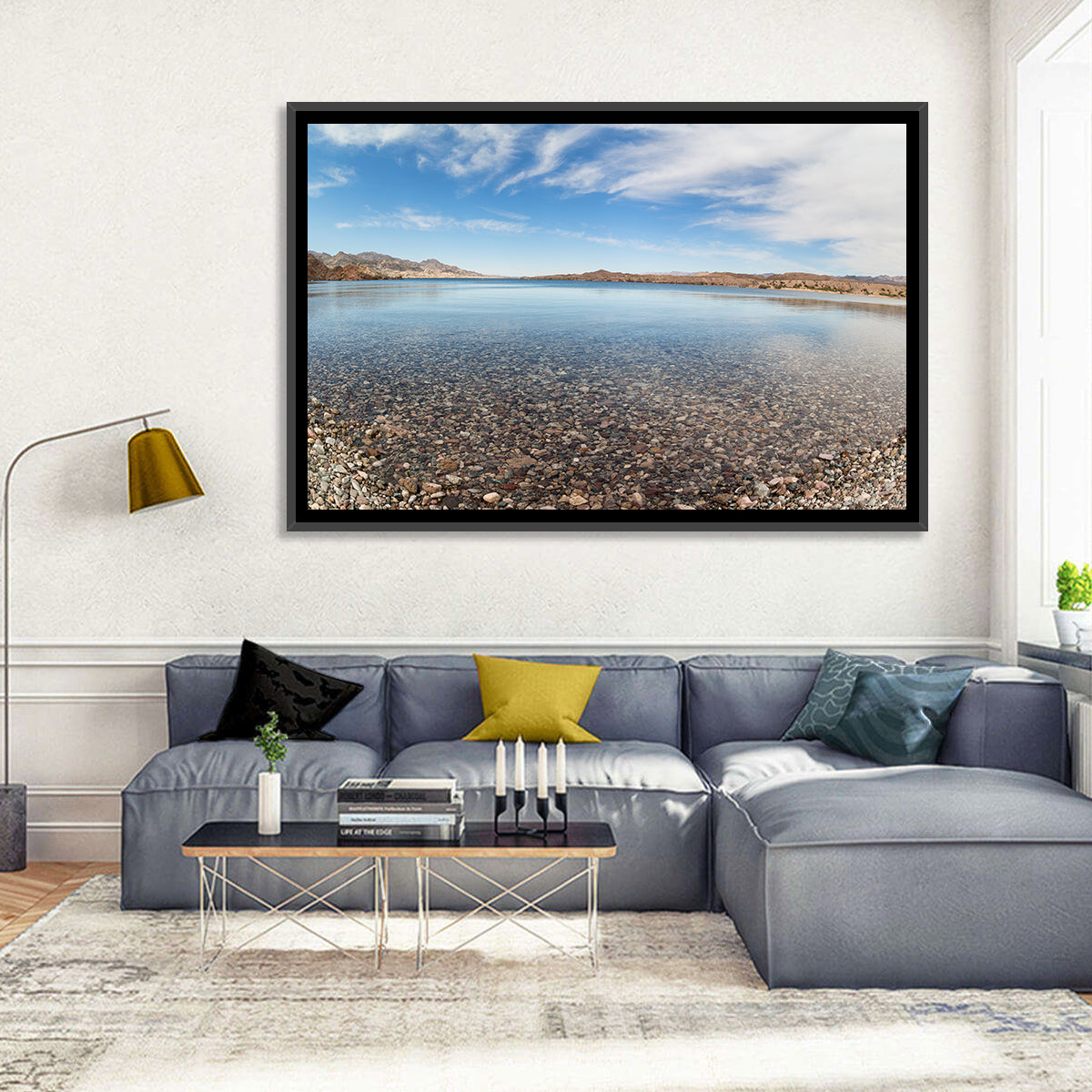 Lake Mohave Shoreline Wall Art in a room, landscape