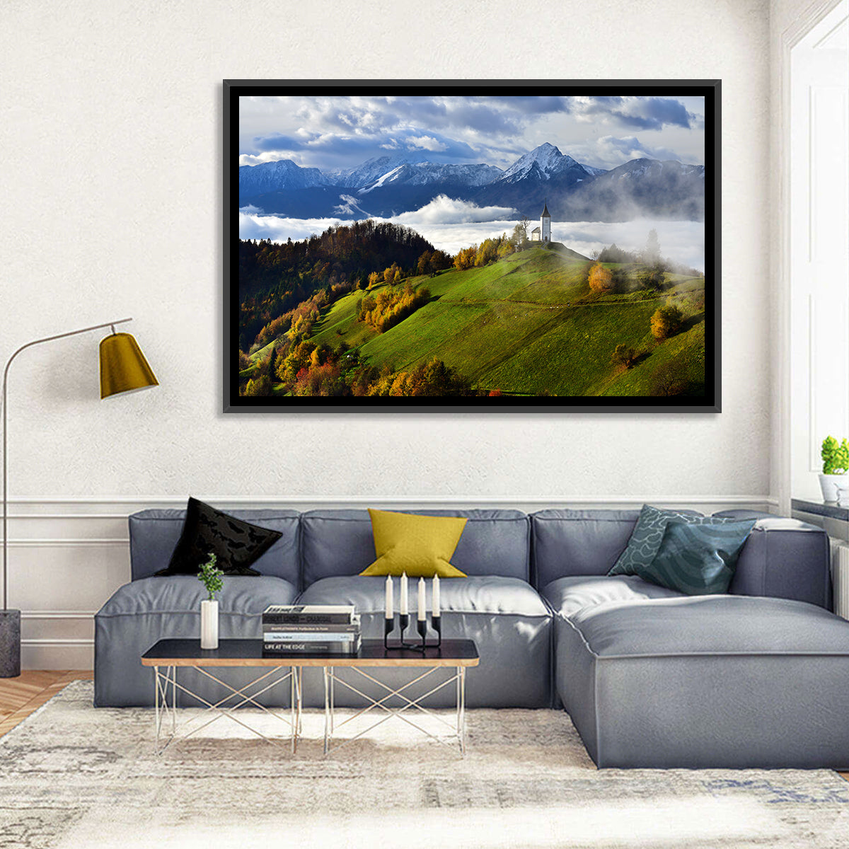 Jamnik Church on Misty Hill Wall Art