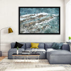 Teal Mosaic Ocean Wave Wall Art