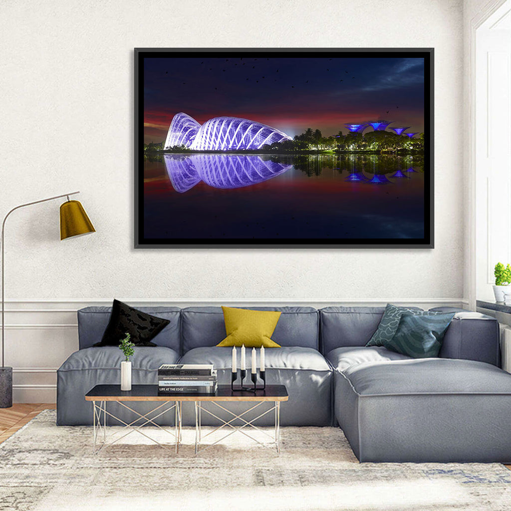 Gardens by the Bay Night Reflection Wall Art