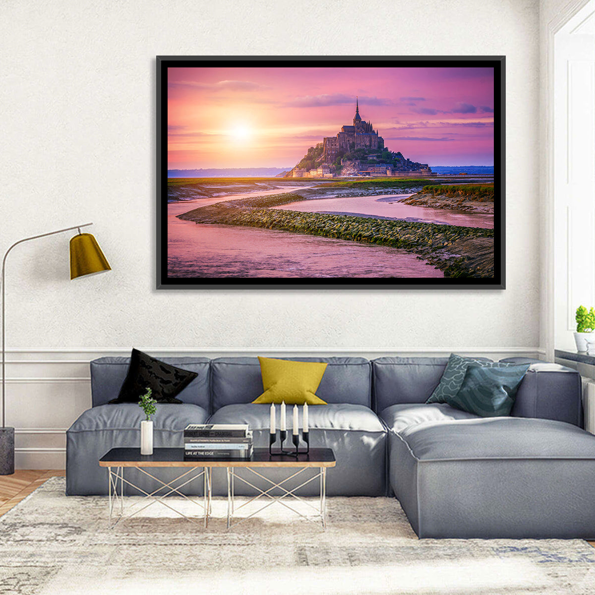 Mont Saint-michel Sunset Wall Art in a room, landscape