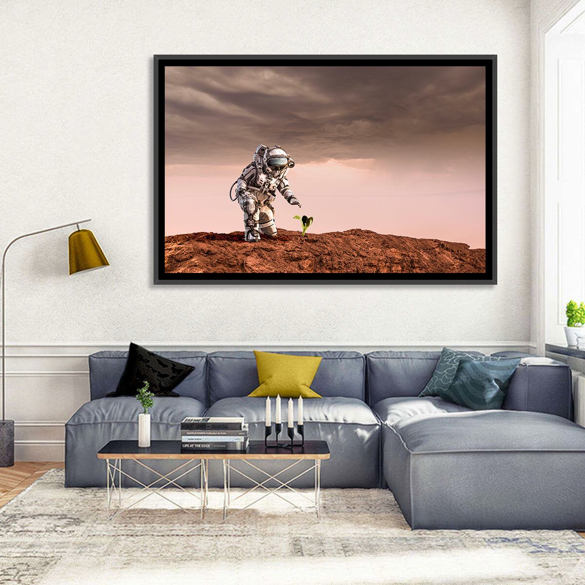 Martian Seedling Concept Wall Art in a room, landscape