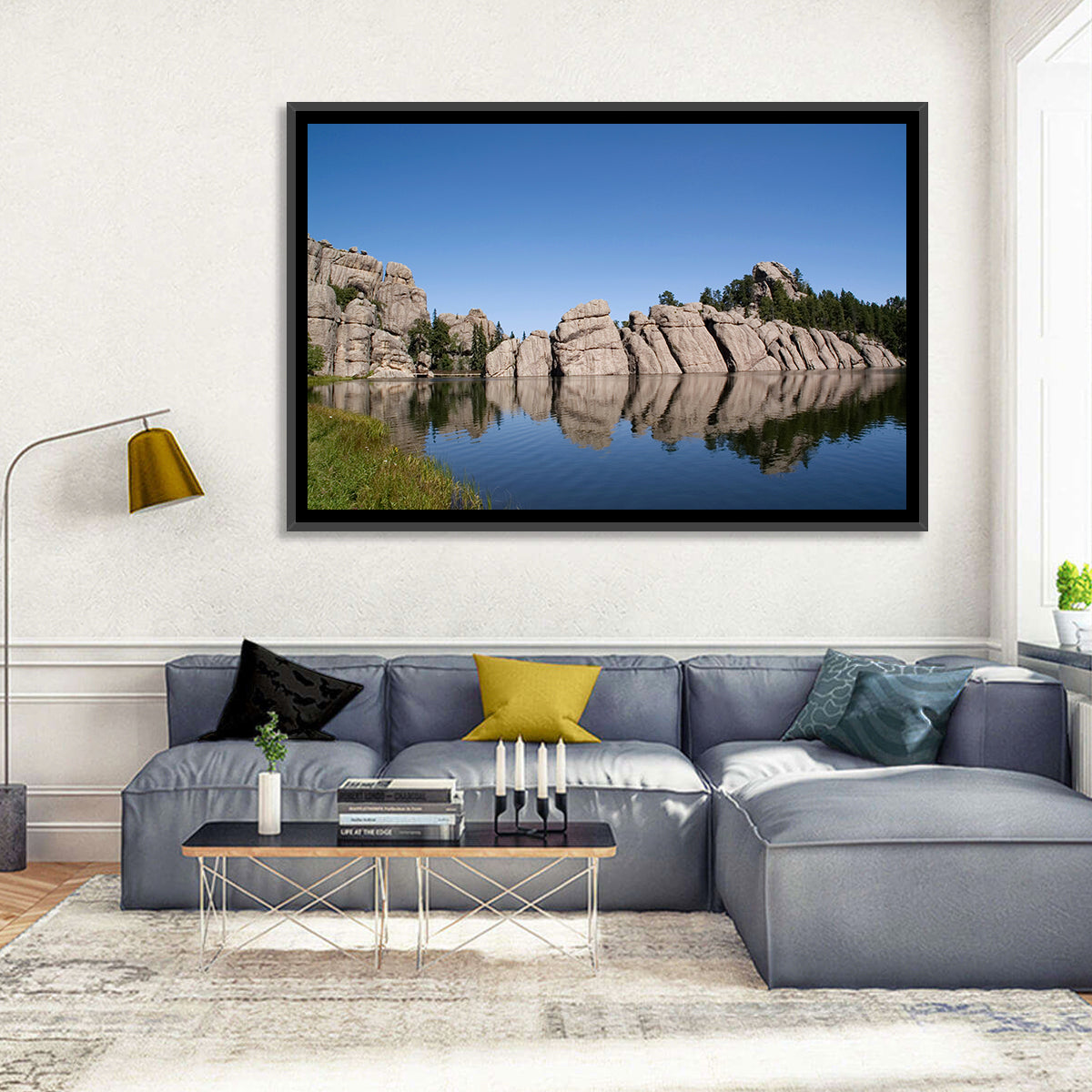 Sylvan Lake Reflection Wall Art in a room, landscape