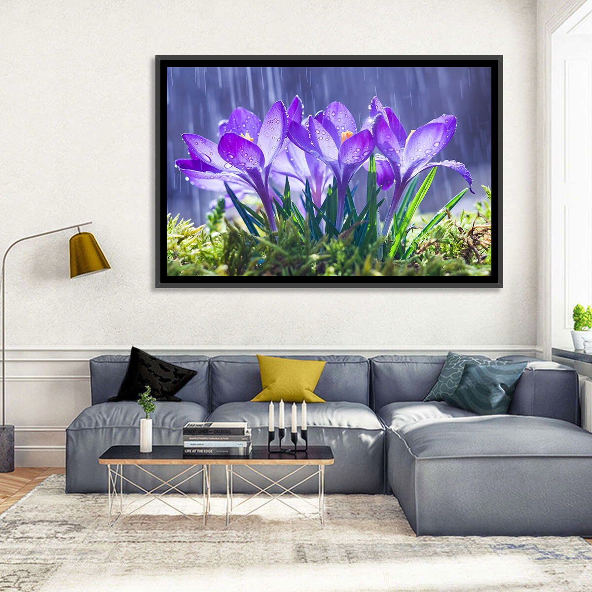 Rainy Purple Crocuses Wall Art