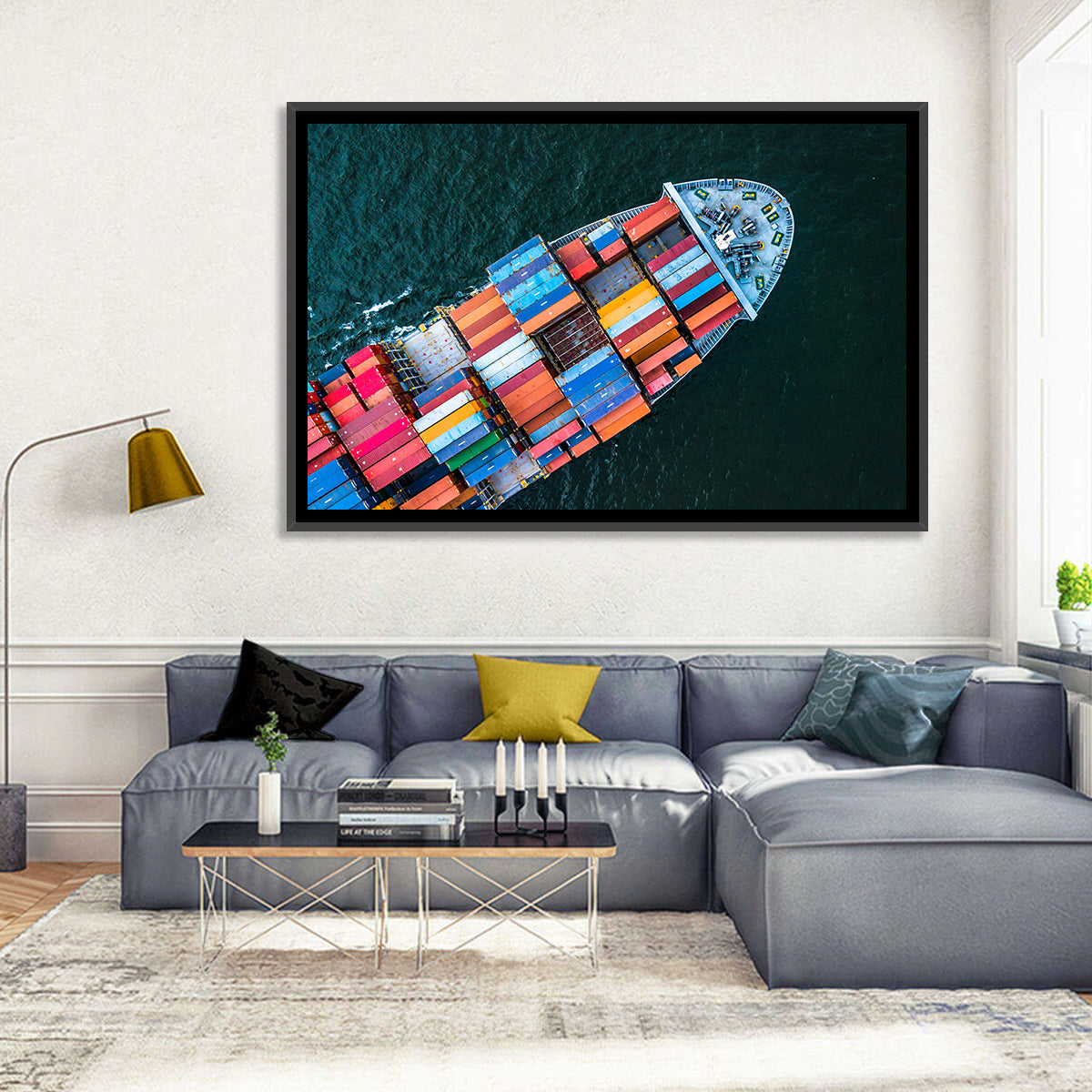 Container Ship Aerial View Wall Art