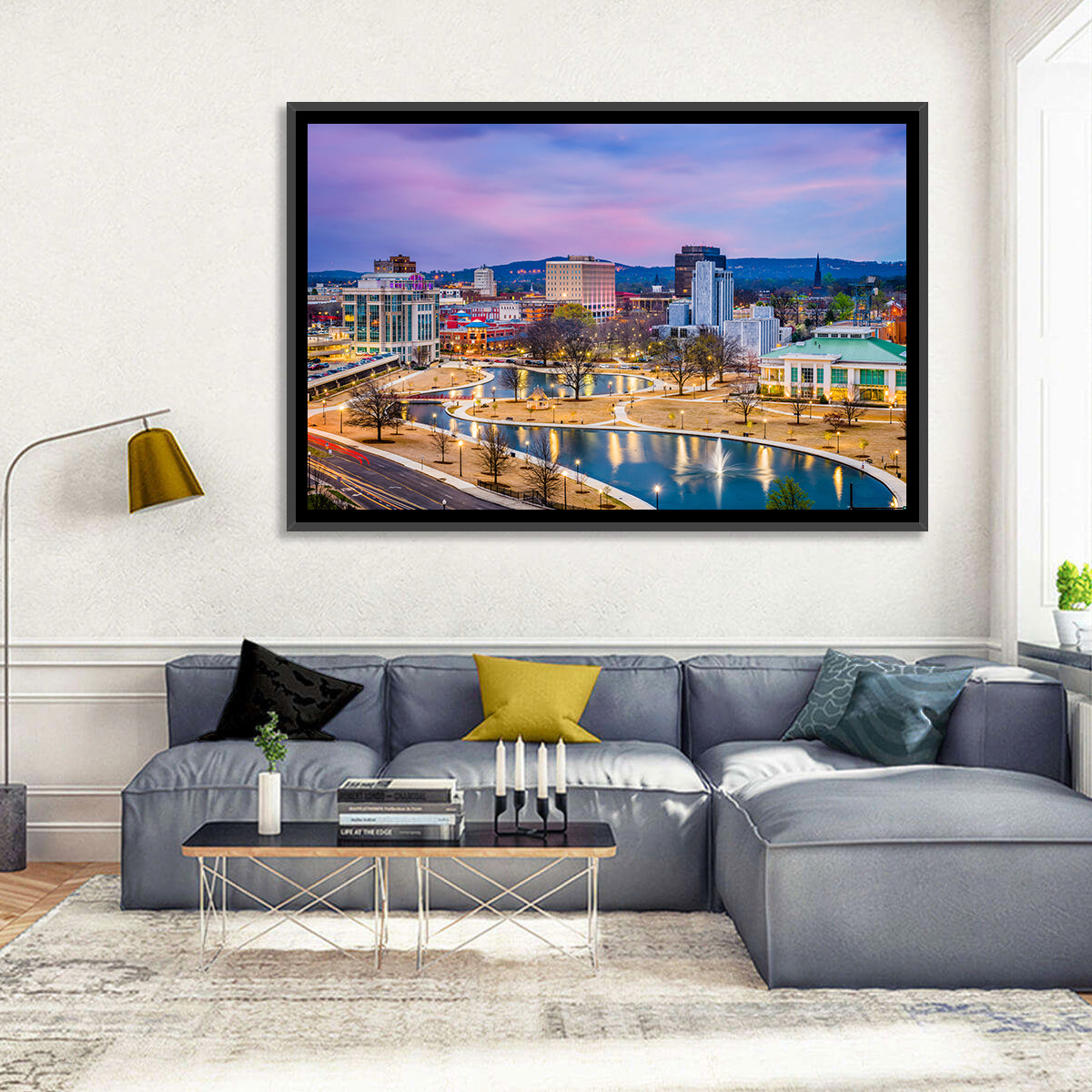 Huntsville Twilight at Big Spring Park Wall Art in a room, landscape