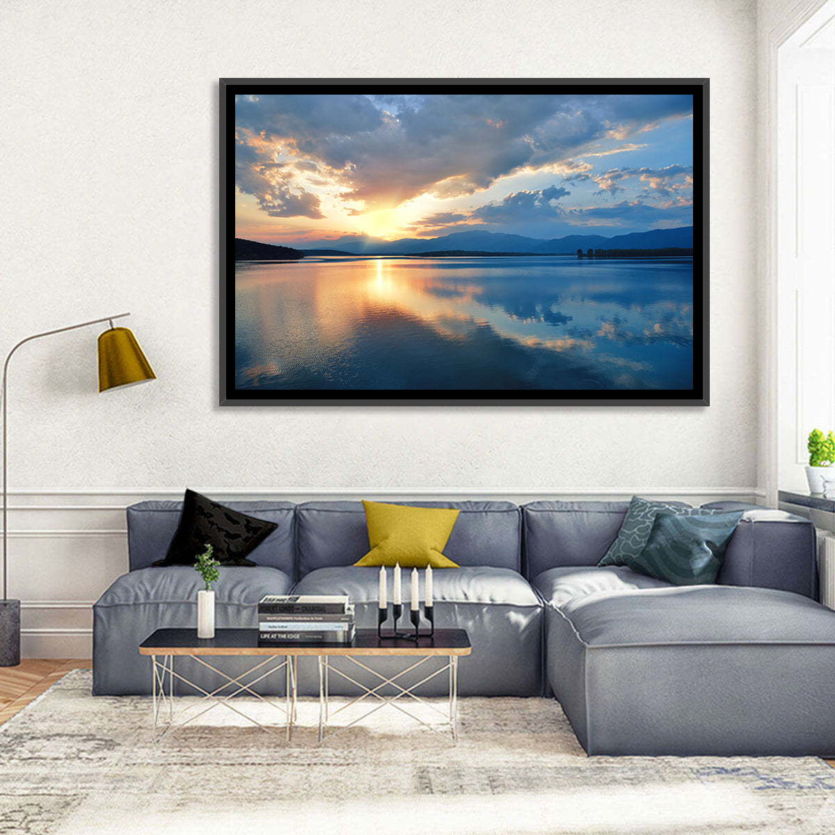 Golden Hour Lake Reflection Wall Art
