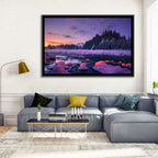 Twilight River and Snowy Pines Wall Art
