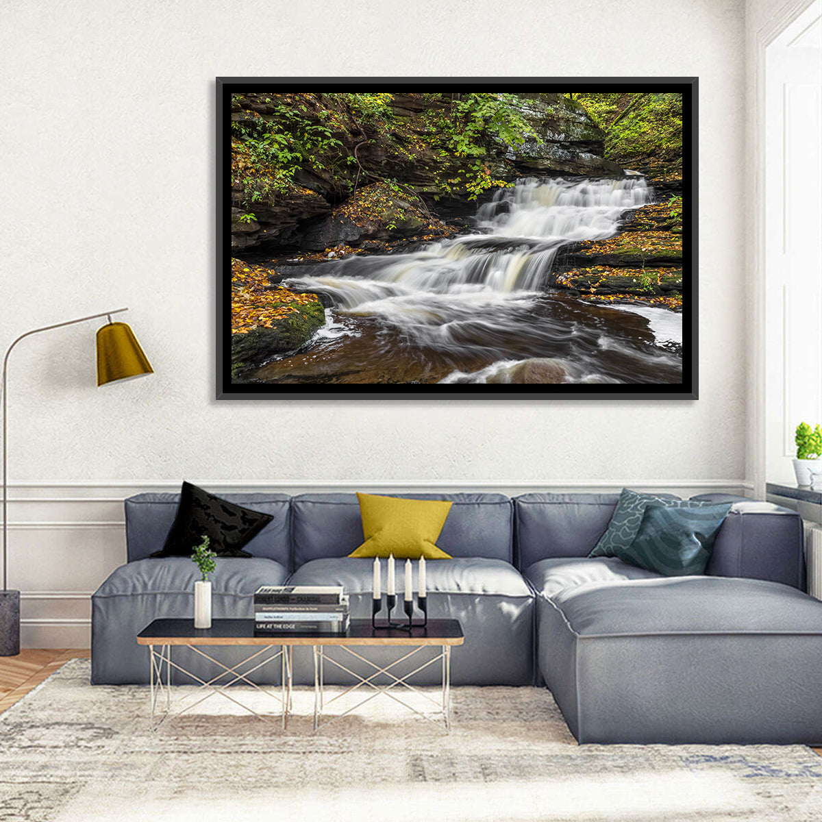 Cascading Autumn Waterfall Wall Art