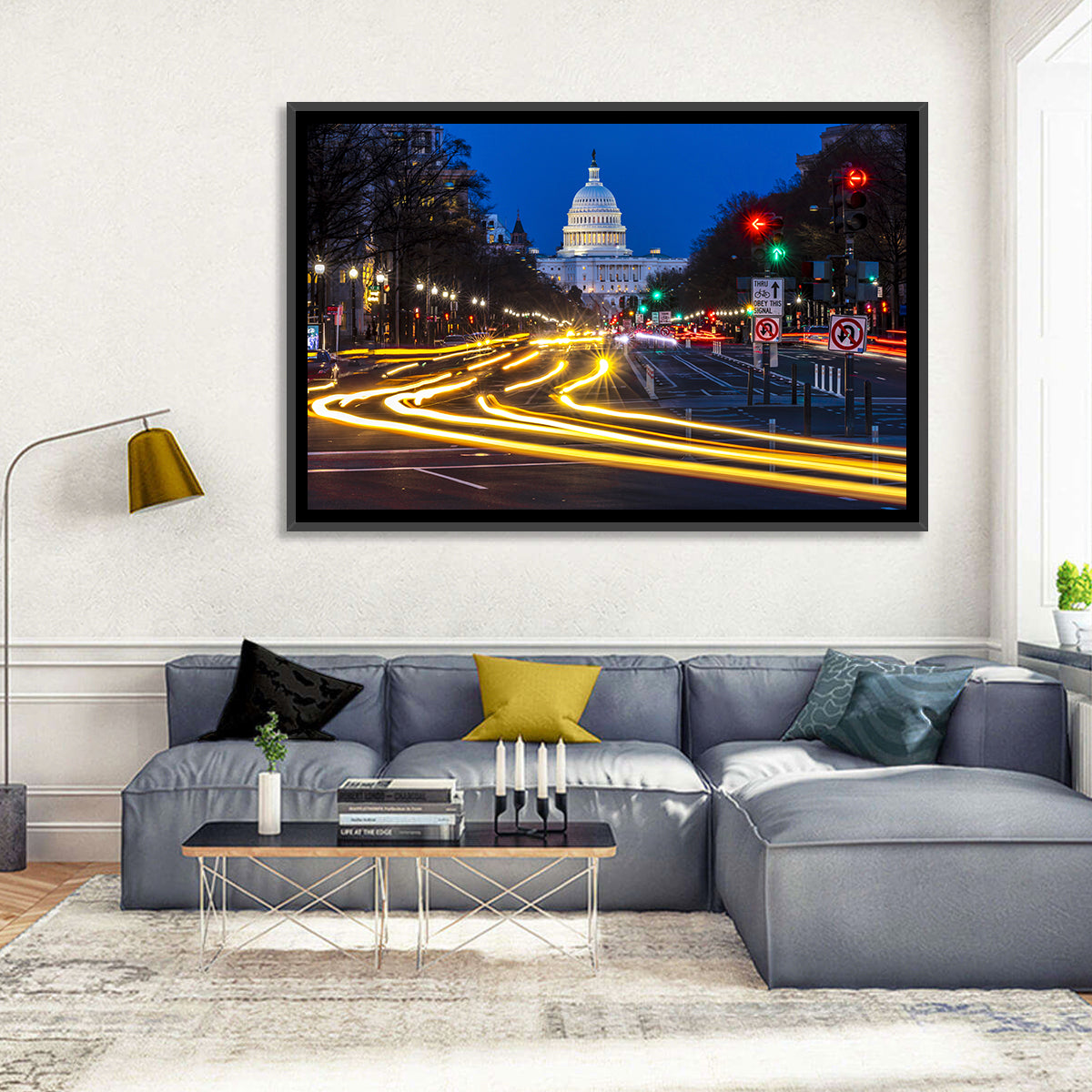 Pennsylvania Avenue at Dusk Wall Art in a room, landscape