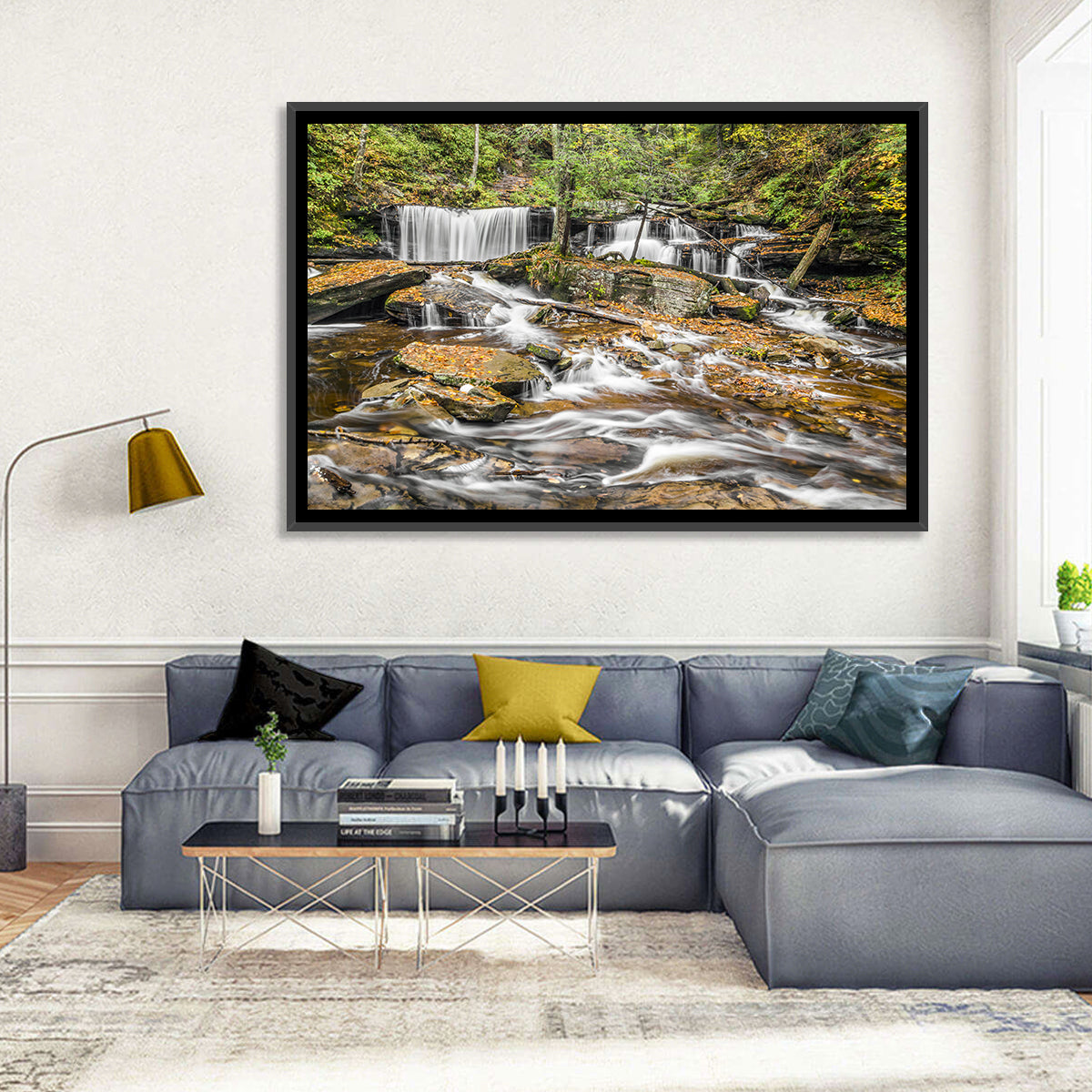 Delaware Falls Wall Art in a room, landscape
