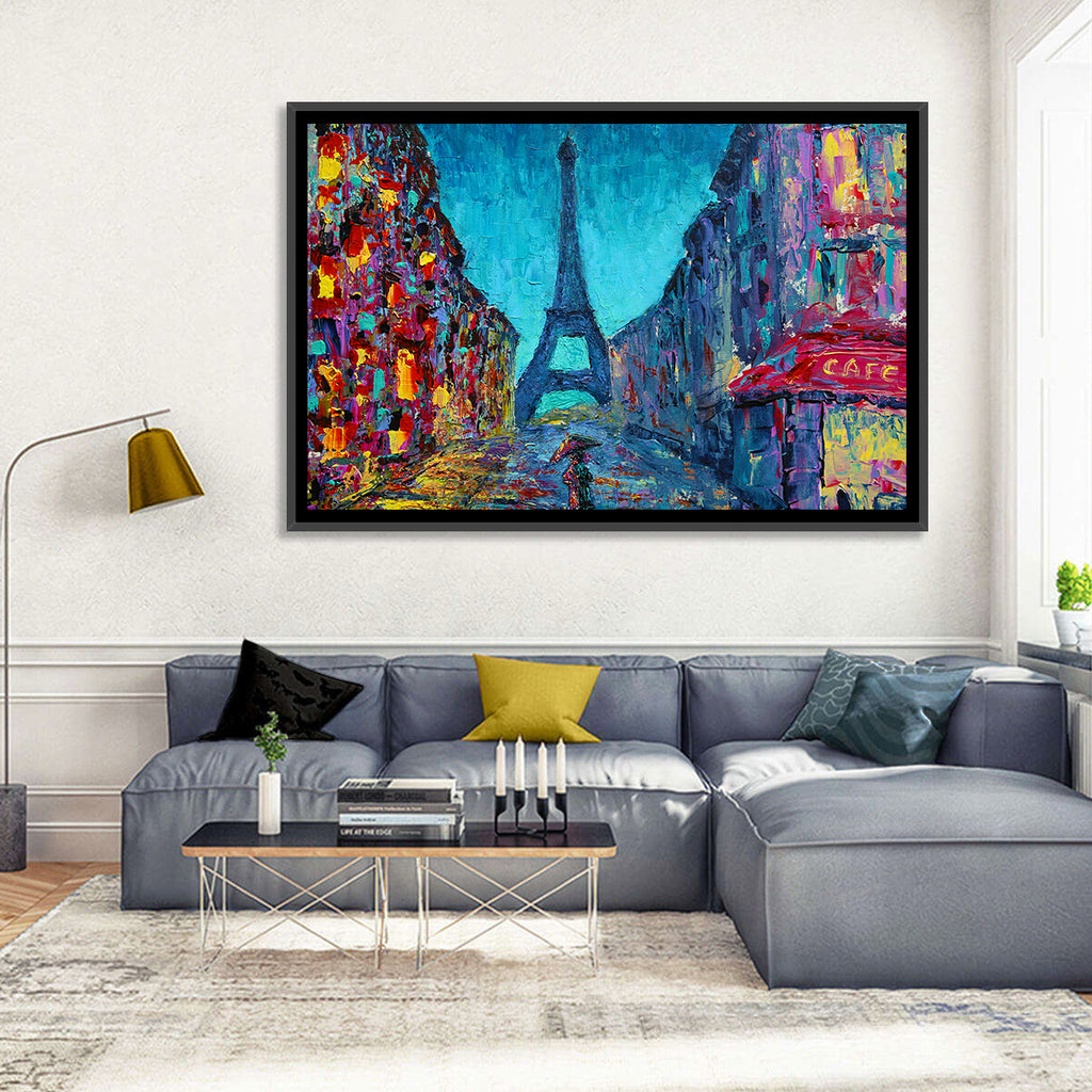 Rainy Paris Street with Eiffel Tower Wall Art