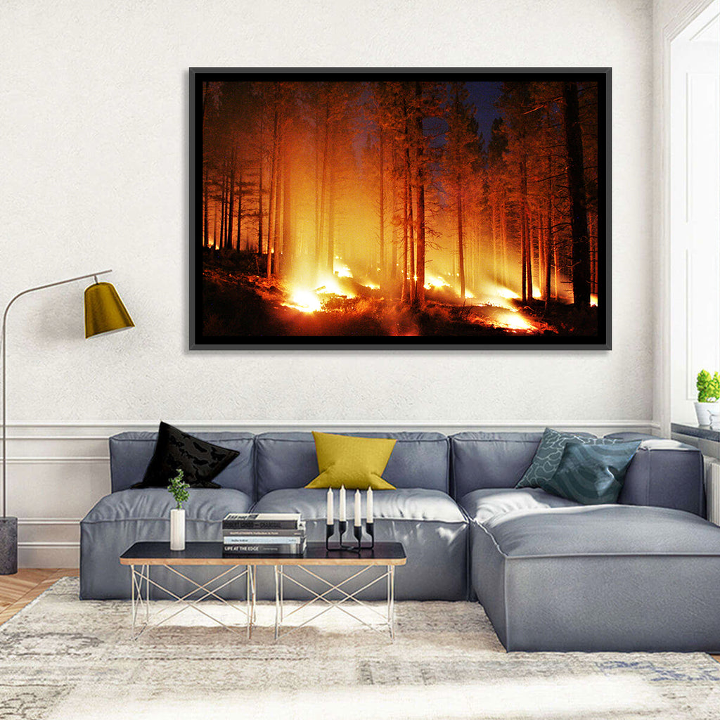 Night Forest Fire Wall Art