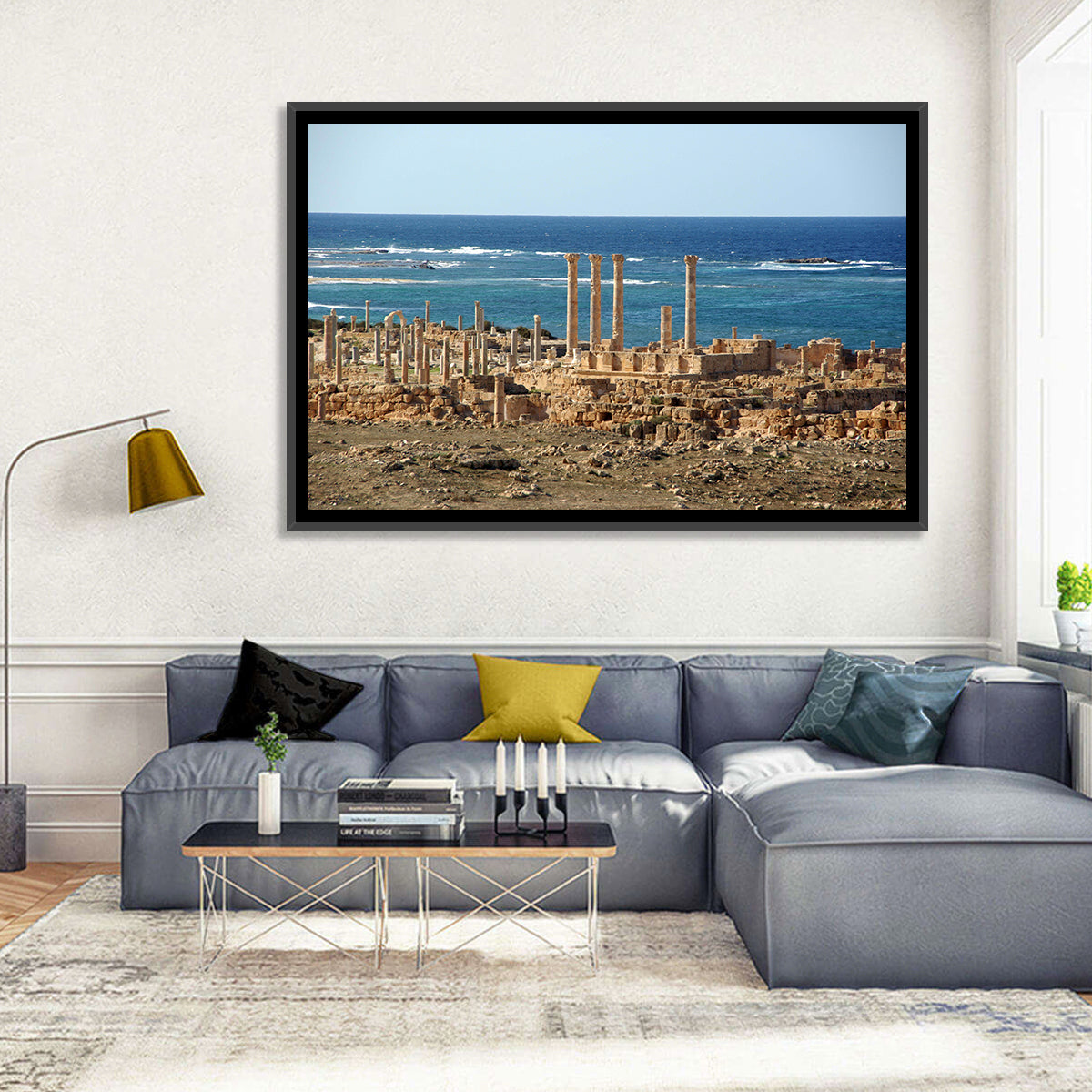 Leptis Magna Coastal Ruins Wall Art in a room, landscape