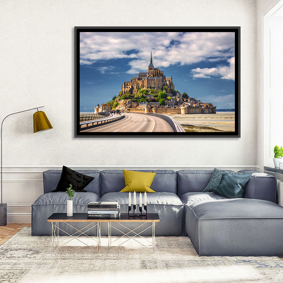 Mont Saint-michel at Low Tide Wall Art in a room, landscape