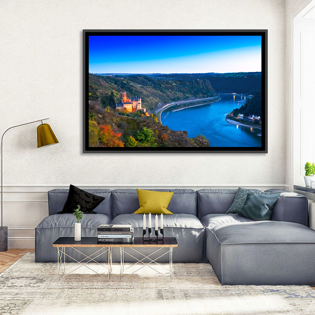 Rhine Valley at Dusk Wall Art in a room, landscape