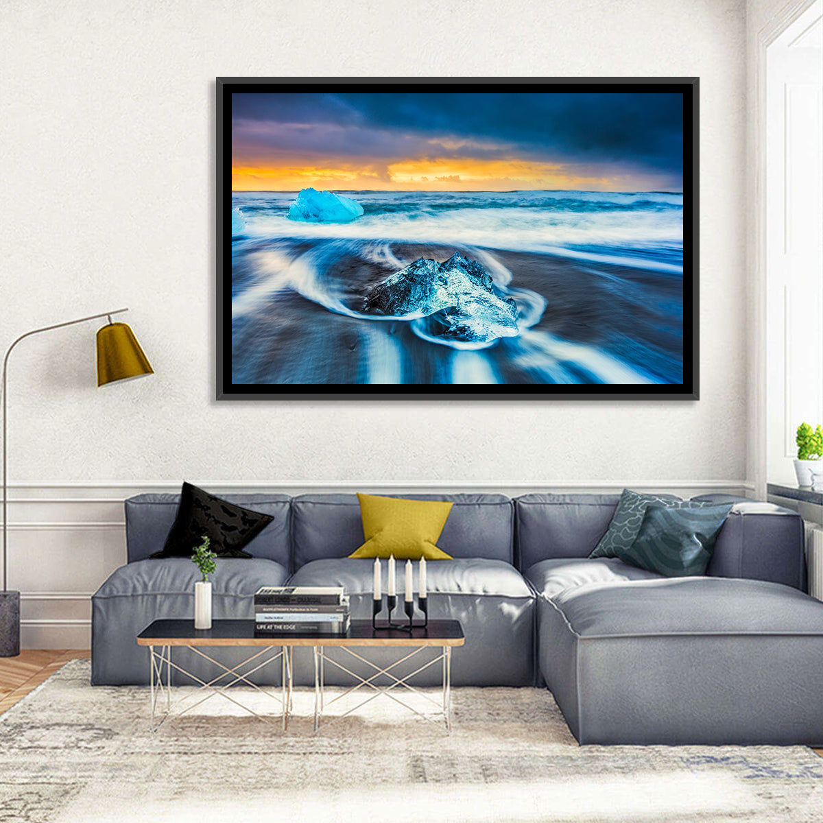 Diamond Beach Ice at Dusk Wall Art