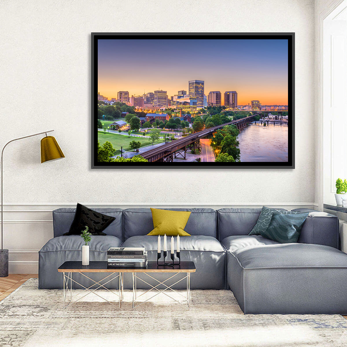 Richmond Skyline at Golden Hour Wall Art in a room, landscape