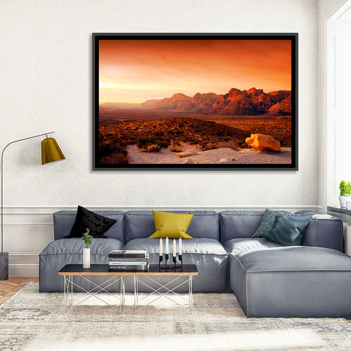 Red Rock Canyon Sunset Wall Art in a room, landscape