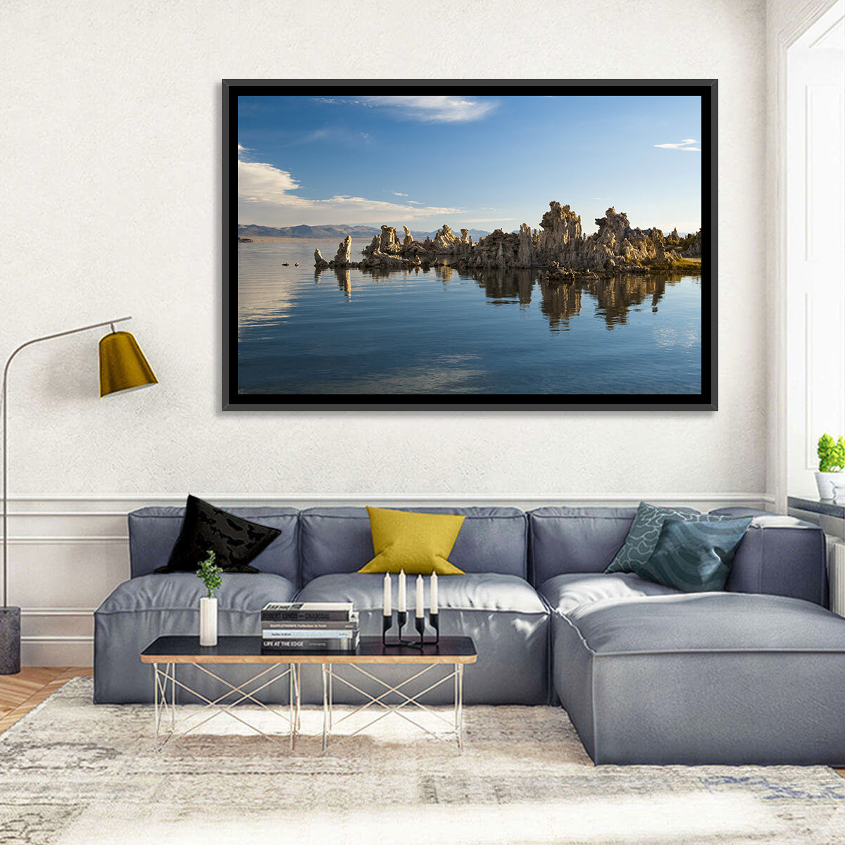 Mono Lake Reflections Wall Art in a room, landscape