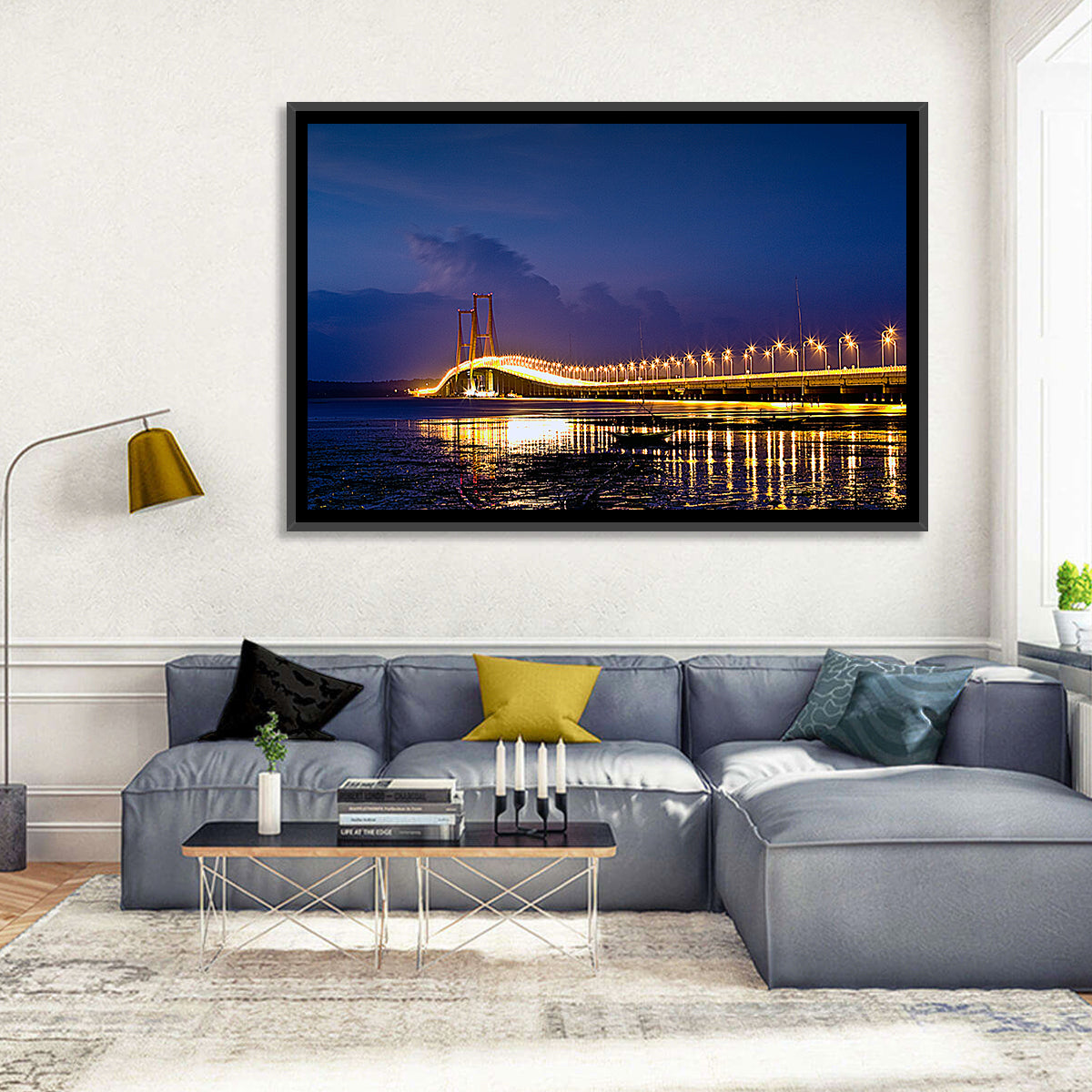 Suramadu Bridge at Dusk Wall Art in a room, landscape