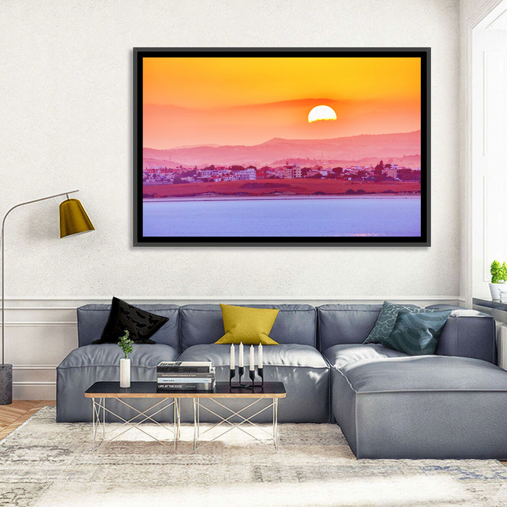 Golden Salt Lake Sunset Wall Art