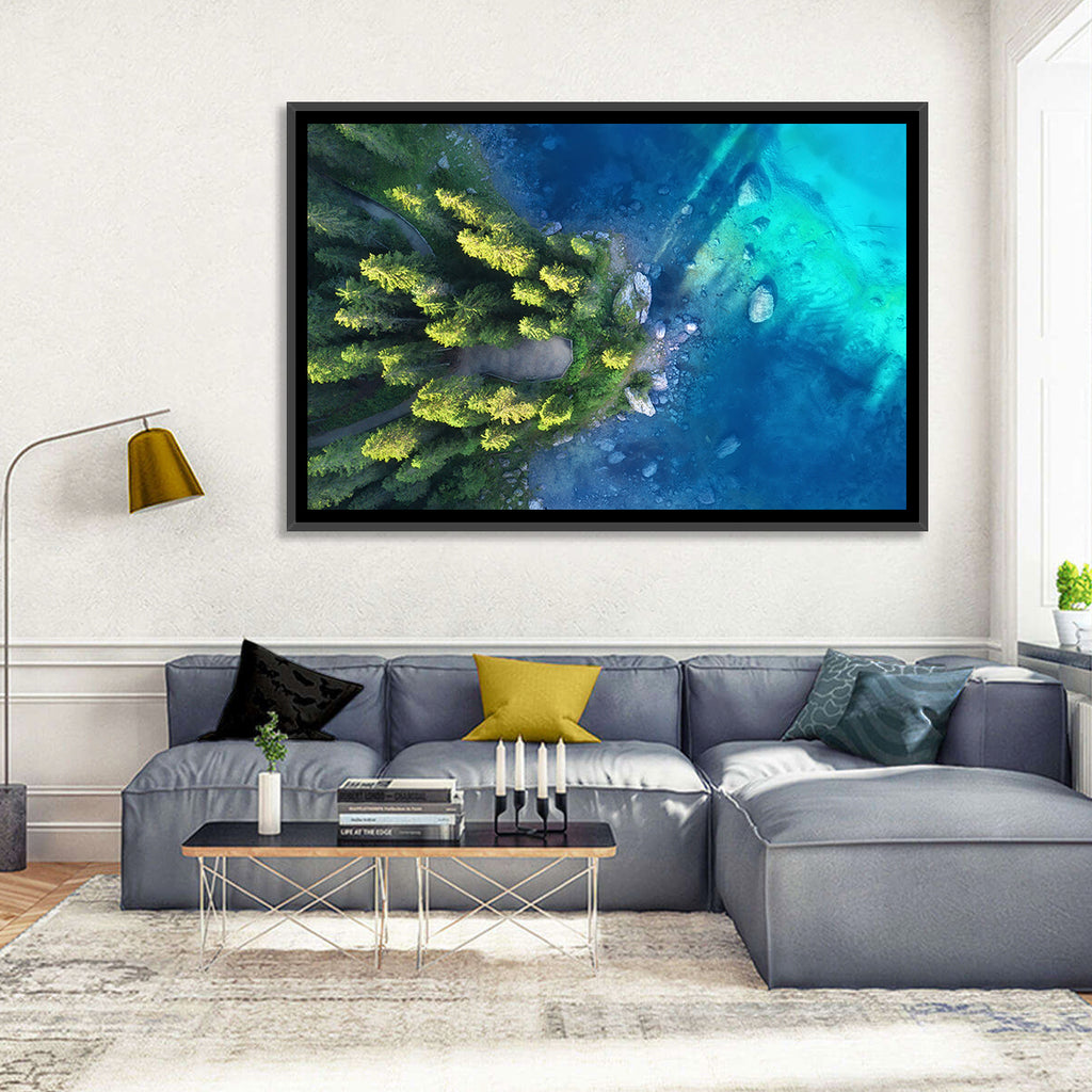 Winding Forest Path by Turquoise Lake Wall Art