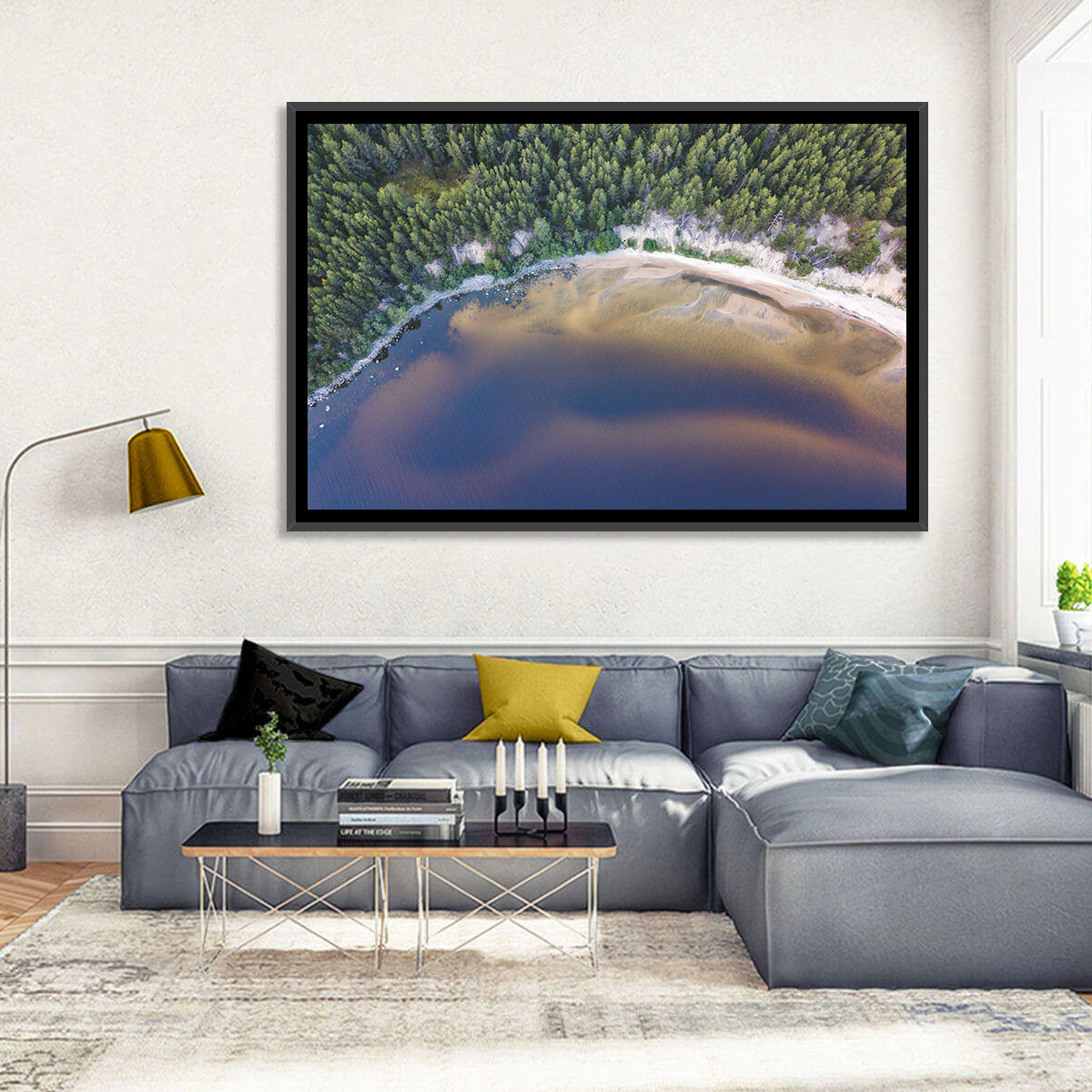 Lake Onega Shoreline Wall Art in a room, landscape