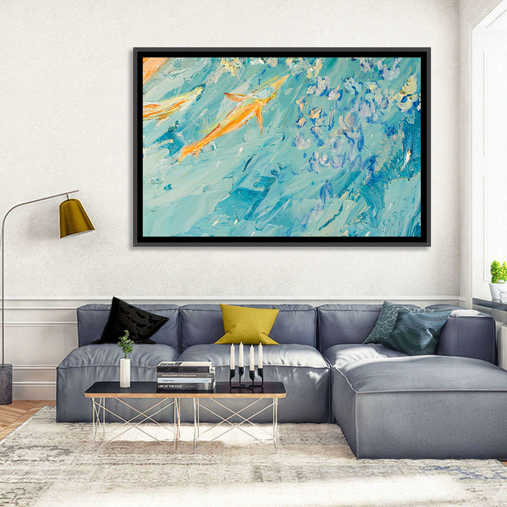 Koi in Blue Abstract Wall Art
