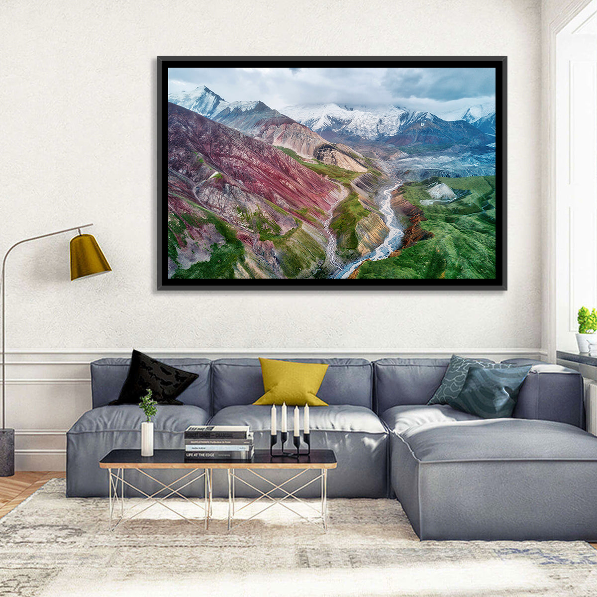 Mount Lenin Glacial Valley Wall Art in a room, landscape