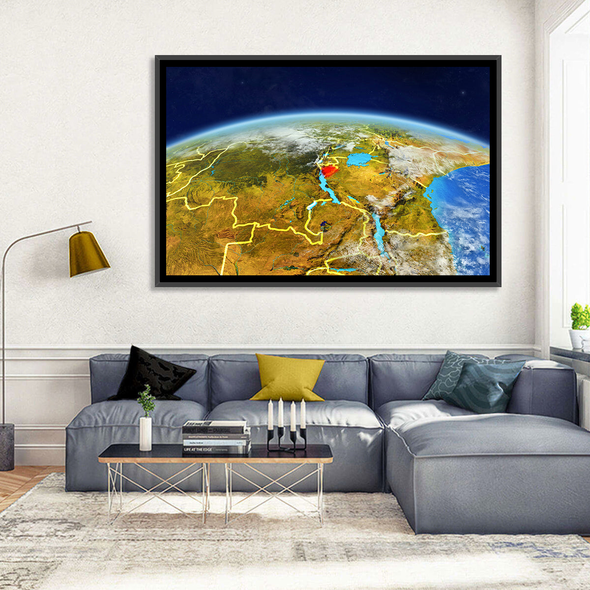 East Africa Great Lakes from Space Wall Art in a room, landscape