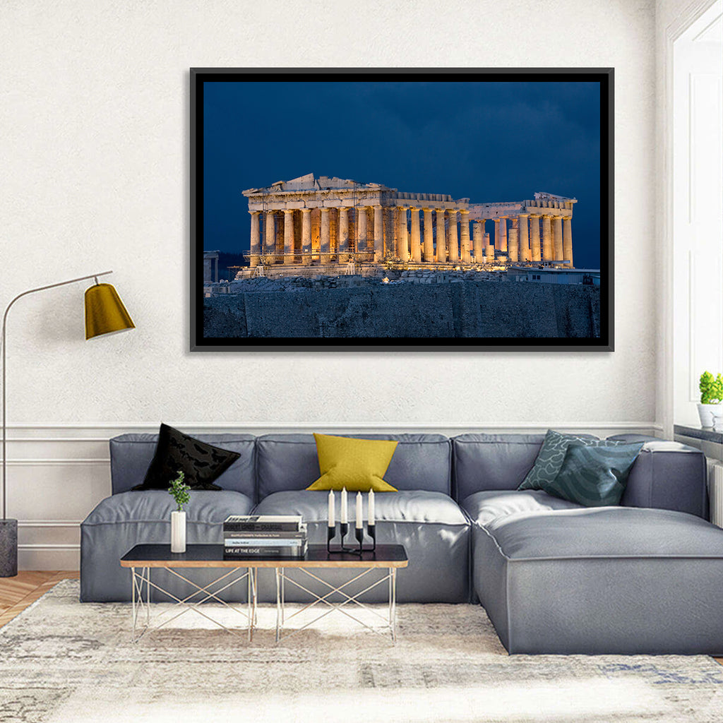 Illuminated Parthenon at Night Wall Art
