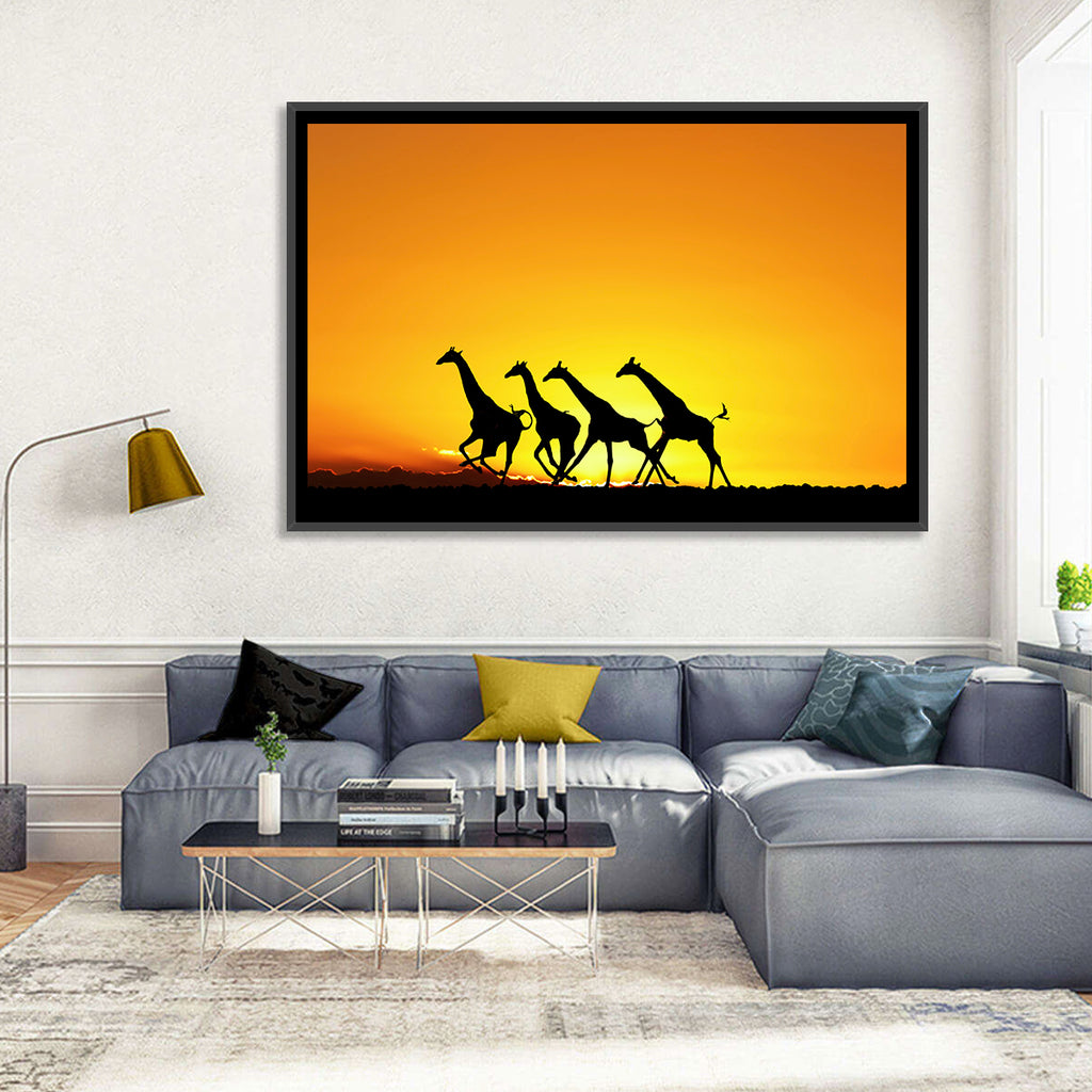 Savanna Giraffes at Sunset Wall Art