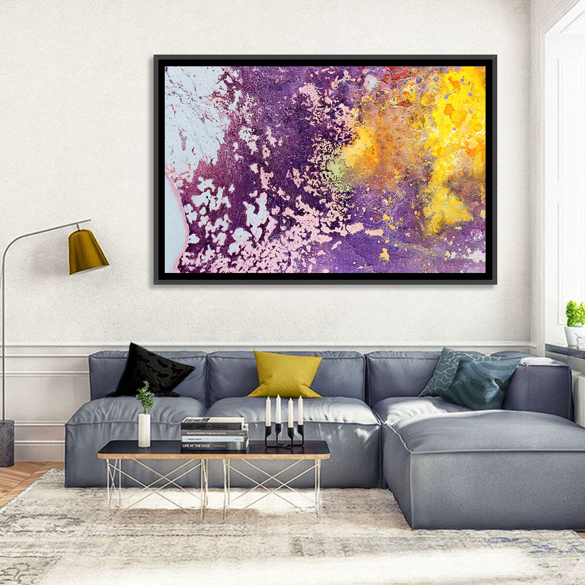 Color Fusion Abstract Wall Art in a room, landscape