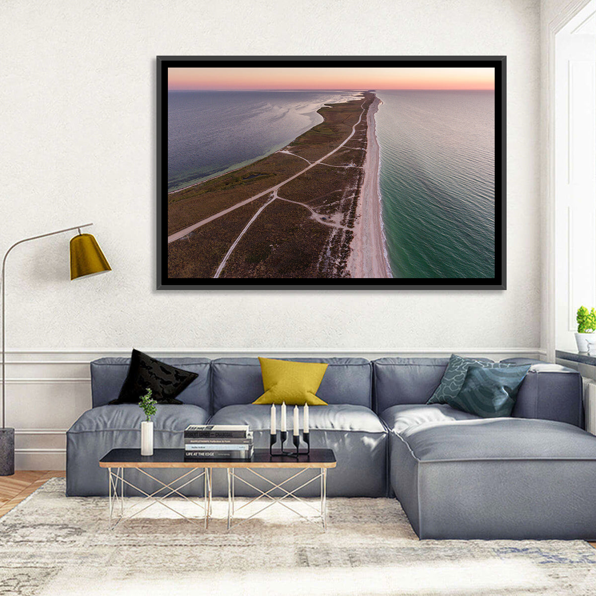 Byriuchyi Island Coastline Wall Art in a room, landscape