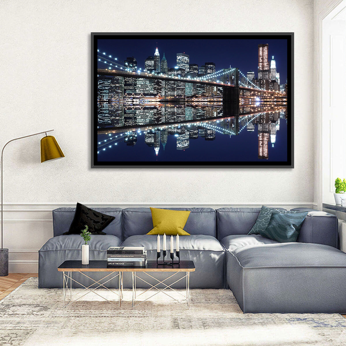 Brooklyn Bridge Symphony at Night Wall Art